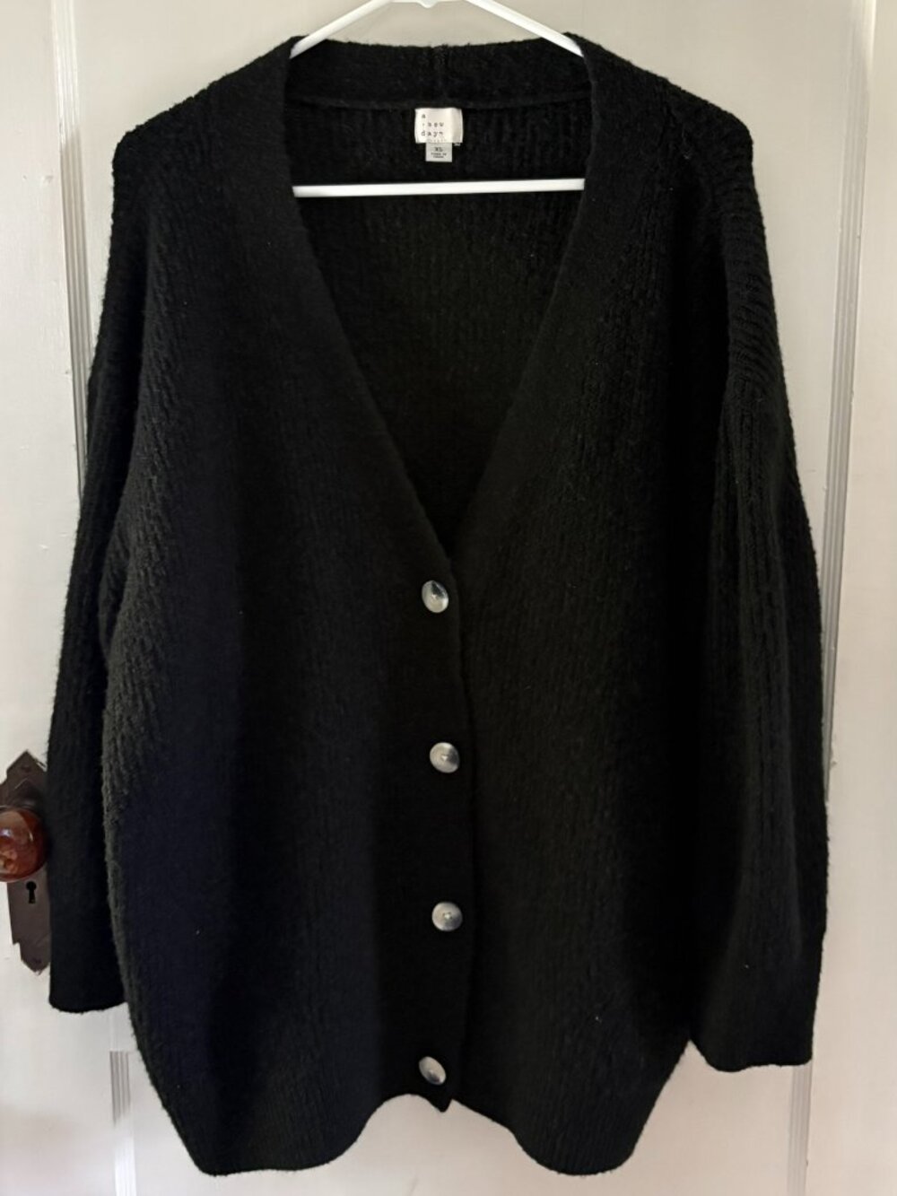 Soft Oversized Black Knit Cardigan